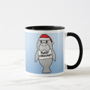 Caneca Peixe-boi do Natal de Kawaii