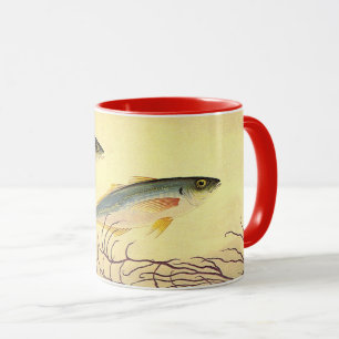 Caneca Peixe Cavala no Oceano, Arte Vintage Japonismo