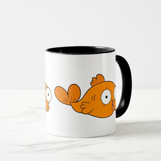 Caneca Peixe de animação de laranja-acastanhado | Estilo  (Frente Esquerda)