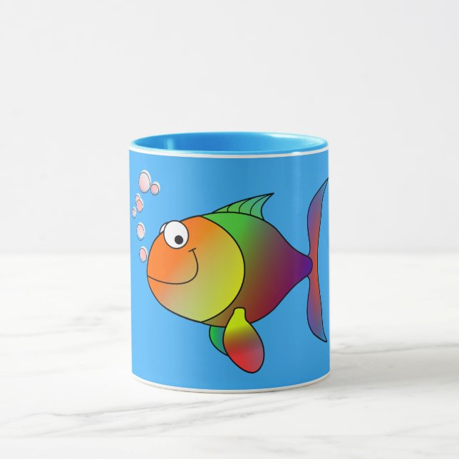 Caneca Peixe-dourado-bonito no mar, azul-claro (Centro)