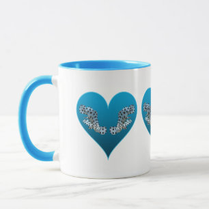 Caneca Peixe garoupa - Corações azuis, dispostos horizont