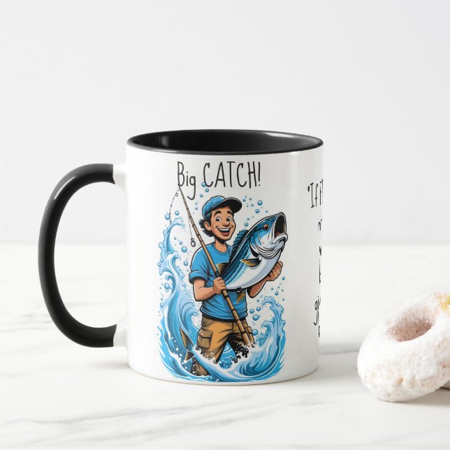 Caneca Peixe Grande Pescado Pega Coisa Encantada do Pesca (Com Donut)