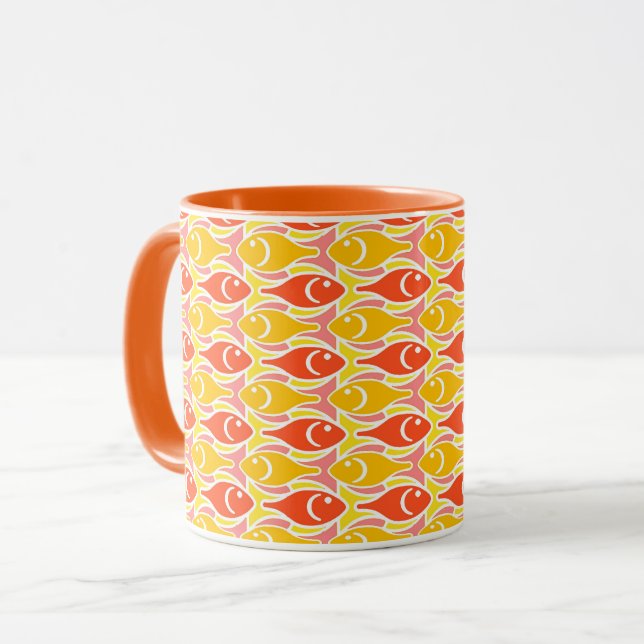 Caneca Peixe moderno de meados do século, laranja tangeri (Frente Esquerda)