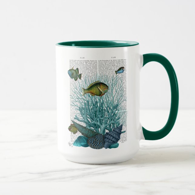 Caneca Peixes, Conchas Azuis e Corais (Direita)