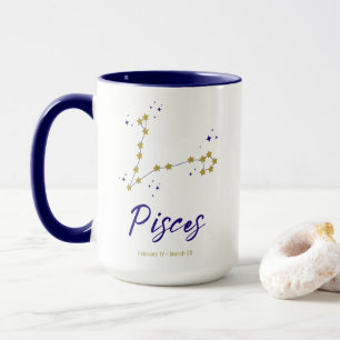 Caneca Peixes Constelação de Zodiac Peixes Starry Horosco