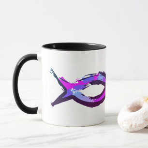 Caneca Peixes cristãos modernos coloridos de Itchus -