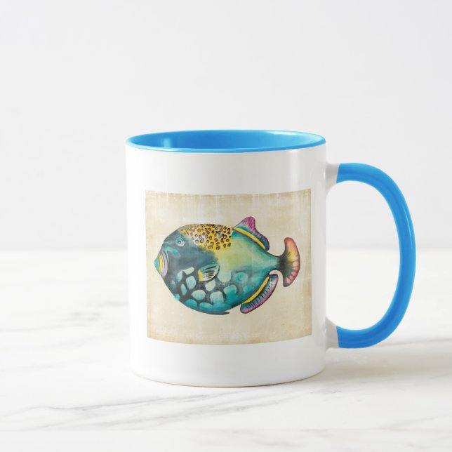 Caneca Peixes de Aquário Azul e Púrpura (Direita)