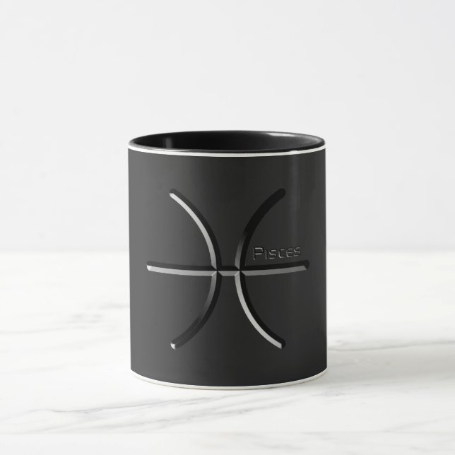Caneca PEIXES, Design abstrato do Sinal Zodíaco, T-Shi (Centro)