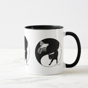 Caneca Peixes e gato de YinYang - agrida com 3 imagens