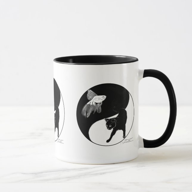 Caneca Peixes e gato de YinYang - agrida com 3 imagens (Direita)