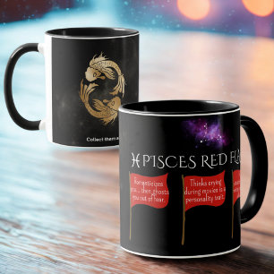 Caneca Peixes Red Flagy Astrology Mug   Zodiac Gift Engra