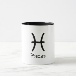 Caneca Peixes - Sinal de Zodíaco no Plano de Fundo Branco