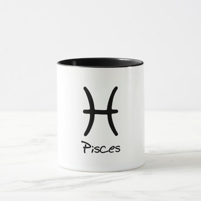 Caneca Peixes - Sinal de Zodíaco no Plano de Fundo Branco (Centro)