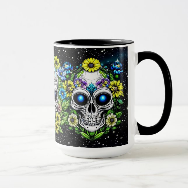 Caneca Peles e flores de Alienígenas extraterrestres (Direita)
