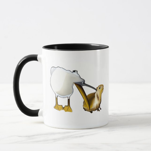 Caneca Pelican tenta comer Capybara Funny capybara (Esquerda)