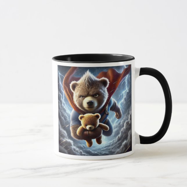 Caneca Peluche ours et ourson super héros. (Direita)