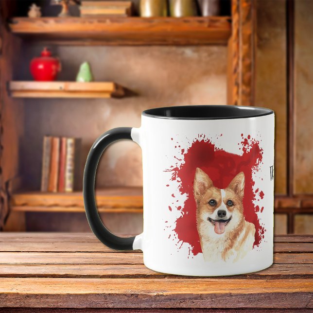 Caneca Pembroke Corgi Red Abstrato Fundo (Criador carregado)