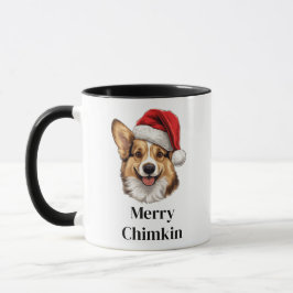 Caneca Pembroke Welsh Corgi Chapéu de Papai Noel Cachorro