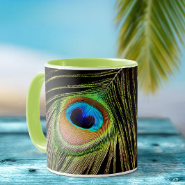 Caneca Pena de Pavão Glamourosa Preta