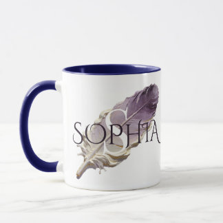 Caneca Pena Roxa Personalizada com Nome e Monograma