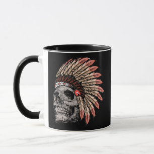 Caneca Penacho Indígena de Pena Chefe Crânio Nativo