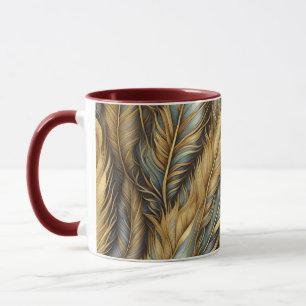 Caneca Penas Arte Dourada Prata