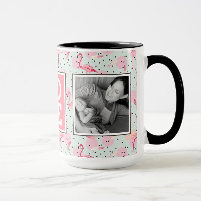 Caneca Penas De Flamingo Nas Bolinhas | AMOR com fotos (Direita)