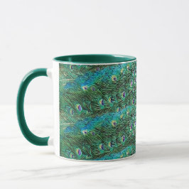 Caneca Penas de pavão, abstrato - padrão acrílico