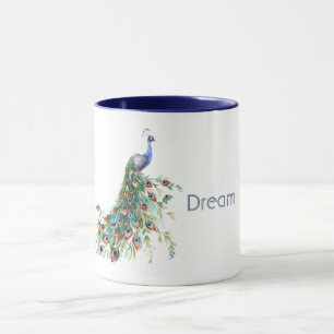 Caneca Penas de Pavão Azul Verde