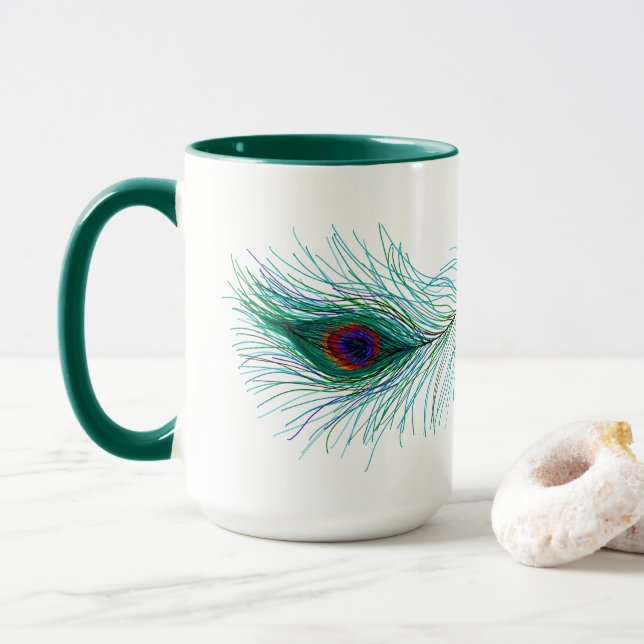 Caneca Penas de Peacock (Com Donut)