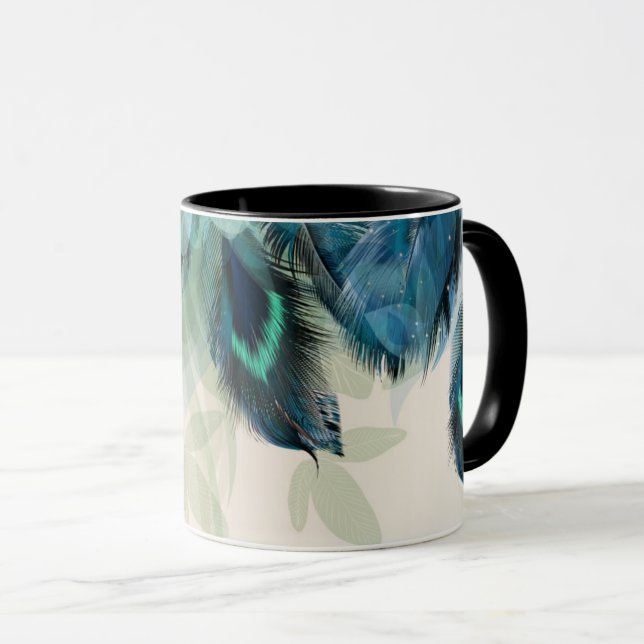 Caneca Penas de Peacock Dramáticas (Frente Esquerda)