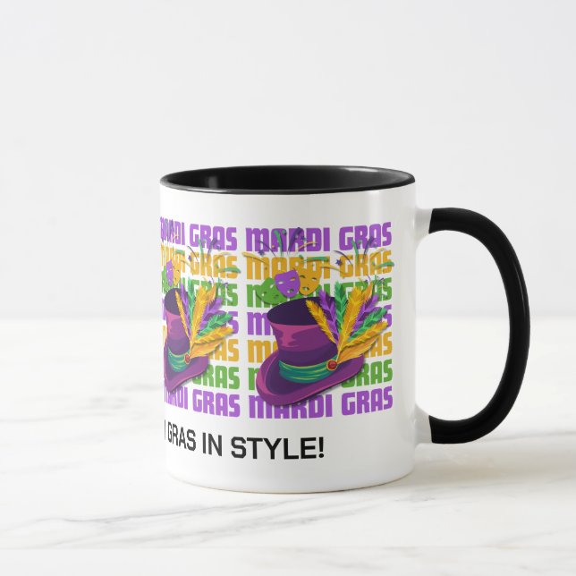 Caneca Penas do Chapéu Superior do MARDI GRAS Personaliza (Direita)