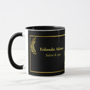 Caneca Penas douradas e borda preta