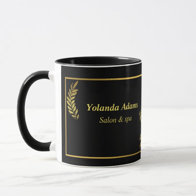 Caneca Penas douradas e borda preta (Esquerda)