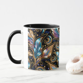 Caneca Penas ornamentais com Miçangas Ouros