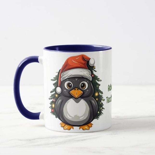 Caneca Penguin Santa Hat Feliz Matança Familiar de Natal (Esquerda)