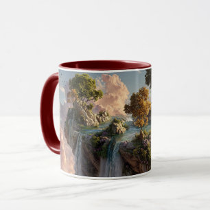 Caneca Penhascos Surreais Flutuantes Com Cachoeiras