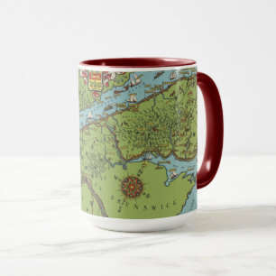 Caneca Península do Gaspe, mapa do Canadá