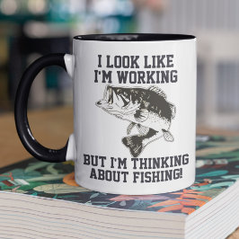 Caneca Pensando Em Pescar No Trabalho Coffee Mug