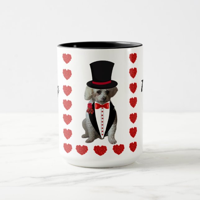 Caneca Pensando Em Você, Poodle, Duas Tons De Café. (Centro)