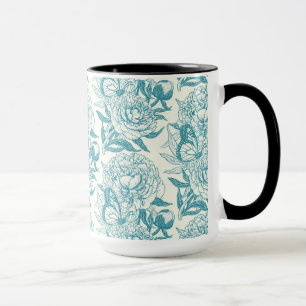 Caneca Peões e borboletas, impressão, lagoa azul