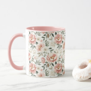 Caneca Pêonias rosadas poeirentas