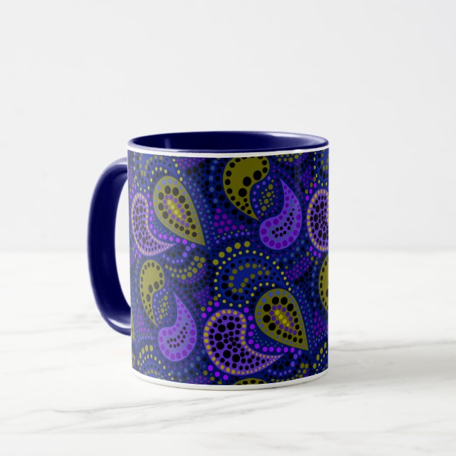 Caneca Pepinos turcos padrão de bolinhas abstrato  (Frente Esquerda)