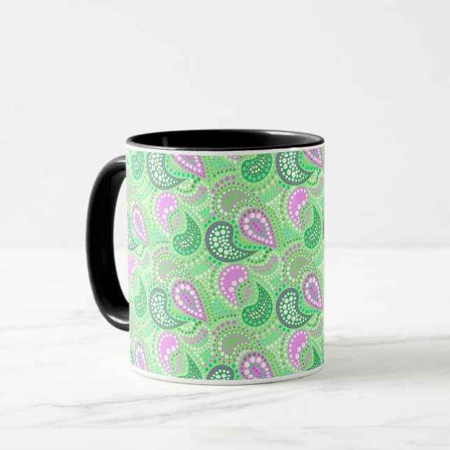 Caneca Pepinos turcos padrão de bolinhas abstrato  (Frente Esquerda)