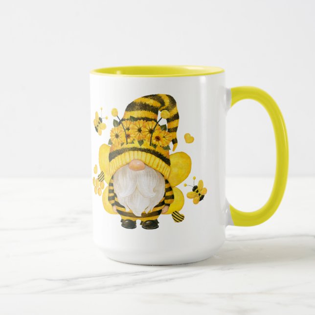 Caneca Pequena Abelha Gnomo Em Girassóis (Direita)