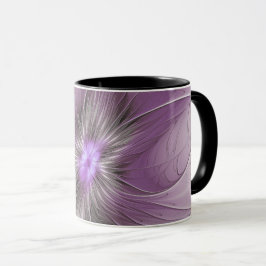 Caneca Pequena Beleza Moderno Cinza Mauve Arte Fractal Fl