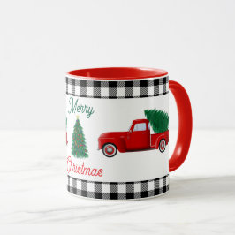Caneca Pequeno Caminhão Vermelho e Árvore de Natal