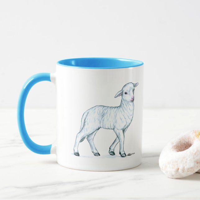 Caneca Pequeno Cordeiro Branco (Com Donut)