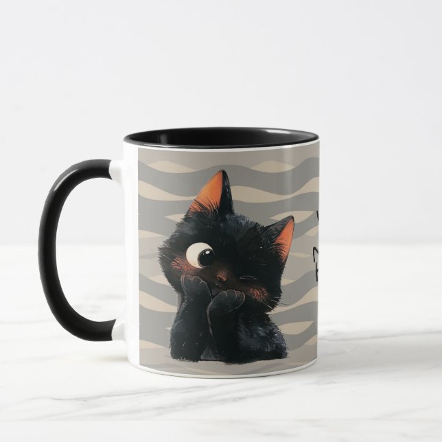 Caneca Pequeno Gato Preto Cheio (Esquerda)