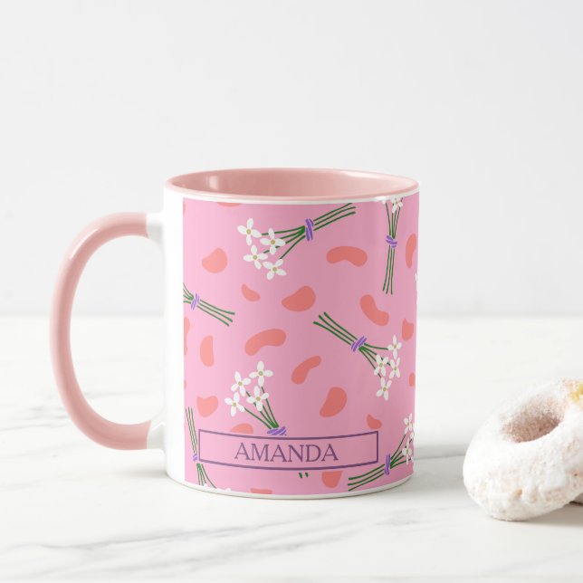 Caneca Pequeno padrão de buquês delicado e delicado (Com Donut)